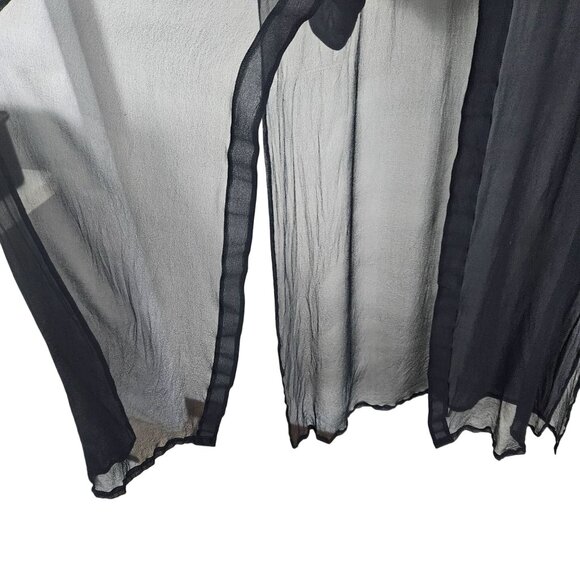 Maggy London Sheer Black Long Buttoned Duster Silk Jacket and Pants Size 10 Pet - Picture 6 of 13